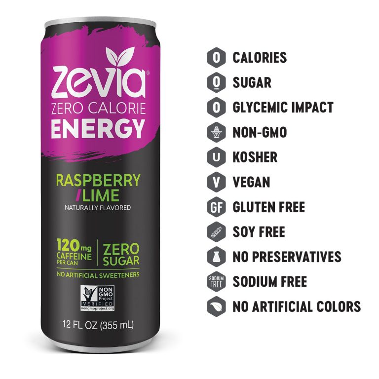 Zevia Zero-Calorie, Naturally Sweetened Energy Drink, Raspberry Lime ...